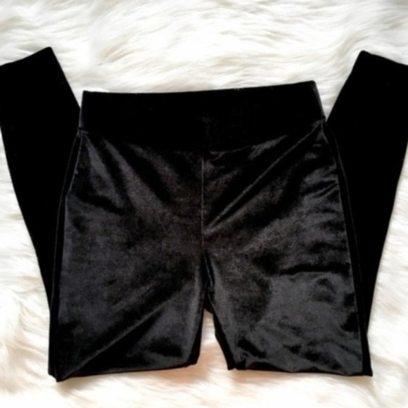 Loft Black Velvet Leggings Pants Size M Stretch - Picture 10 of 15